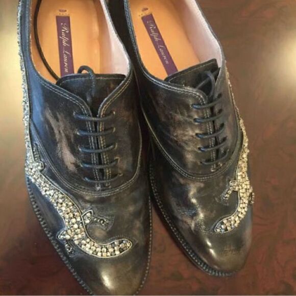 Ralph Lauren Runway Fall '18 Licia Italian Leather Crystal Gecko Oxfords - Picture 14 of 16